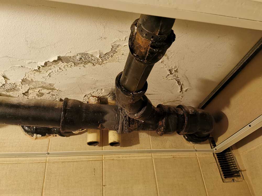 a pipe with damage or leak